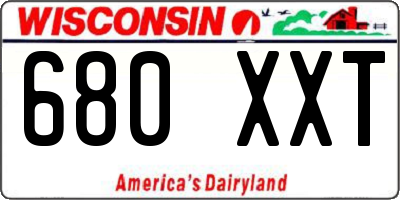 WI license plate 680XXT
