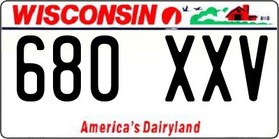 WI license plate 680XXV