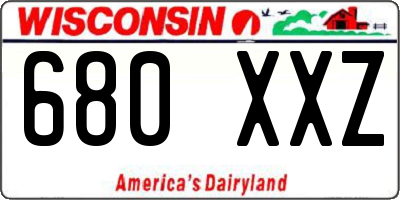 WI license plate 680XXZ