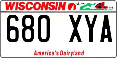 WI license plate 680XYA