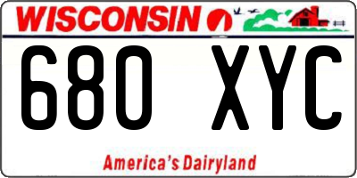 WI license plate 680XYC