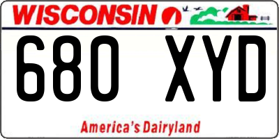 WI license plate 680XYD