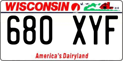 WI license plate 680XYF