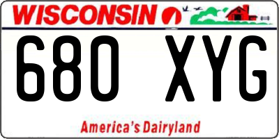 WI license plate 680XYG