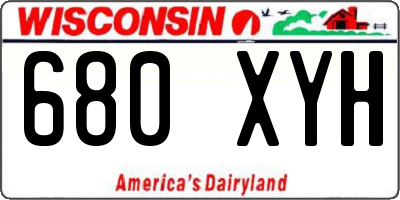 WI license plate 680XYH
