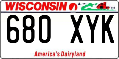 WI license plate 680XYK