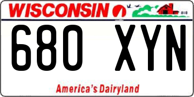 WI license plate 680XYN