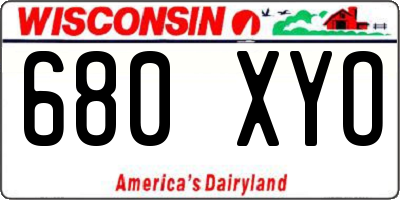 WI license plate 680XYO