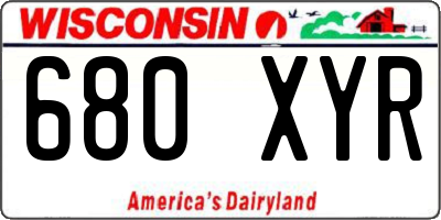WI license plate 680XYR