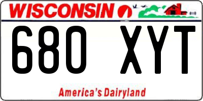 WI license plate 680XYT