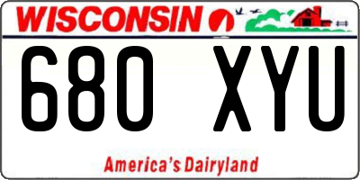 WI license plate 680XYU