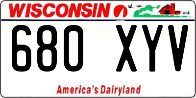 WI license plate 680XYV