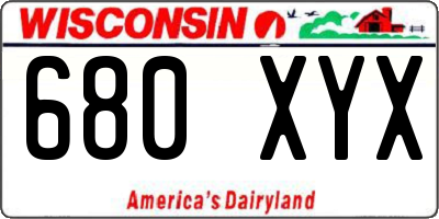 WI license plate 680XYX