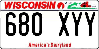 WI license plate 680XYY
