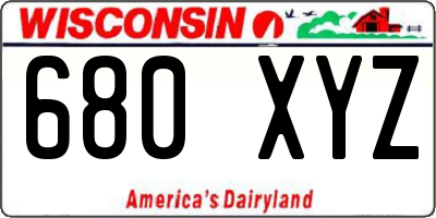 WI license plate 680XYZ