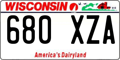 WI license plate 680XZA