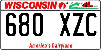 WI license plate 680XZC