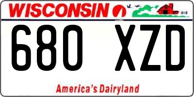 WI license plate 680XZD