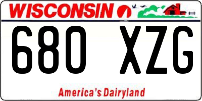 WI license plate 680XZG