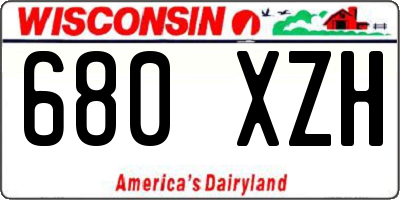 WI license plate 680XZH