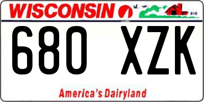 WI license plate 680XZK