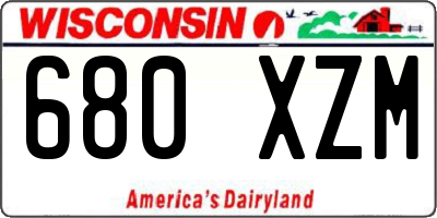 WI license plate 680XZM