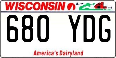WI license plate 680YDG