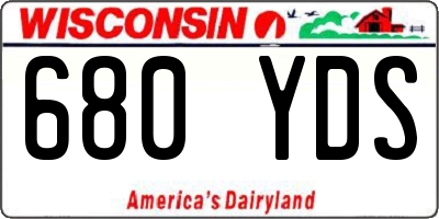 WI license plate 680YDS