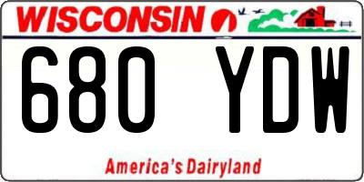 WI license plate 680YDW