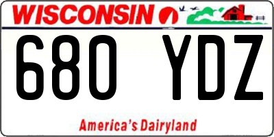 WI license plate 680YDZ