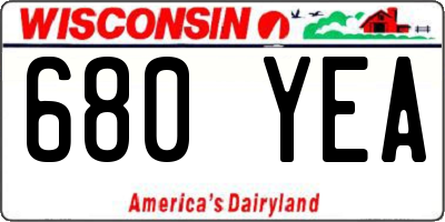 WI license plate 680YEA