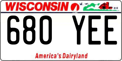 WI license plate 680YEE