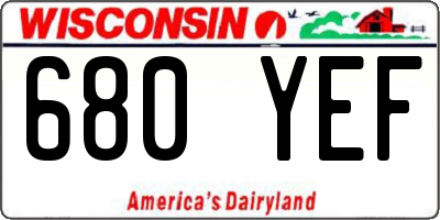 WI license plate 680YEF
