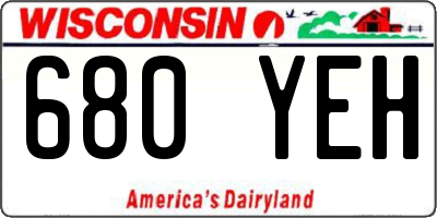 WI license plate 680YEH
