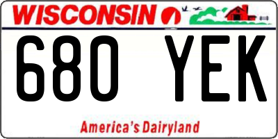 WI license plate 680YEK