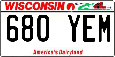 WI license plate 680YEM