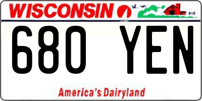 WI license plate 680YEN
