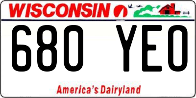 WI license plate 680YEO