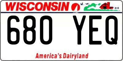 WI license plate 680YEQ