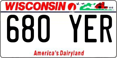 WI license plate 680YER