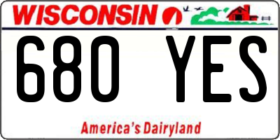 WI license plate 680YES