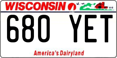 WI license plate 680YET