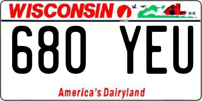 WI license plate 680YEU