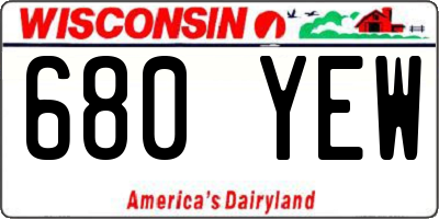 WI license plate 680YEW
