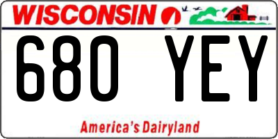 WI license plate 680YEY