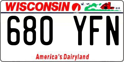 WI license plate 680YFN