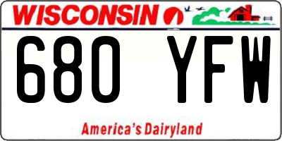 WI license plate 680YFW