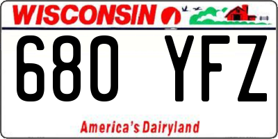 WI license plate 680YFZ