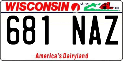WI license plate 681NAZ
