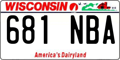 WI license plate 681NBA